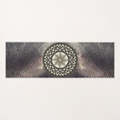 Lotus Mandala op Shimmery Silver en Black Yogamat (Voorkant (horizontaal))