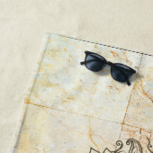 Lotus Mandala op Tan Marble Strandlaken (In situ)