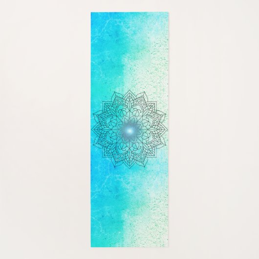 Lotus Mandala over de gespikkelde Turquoise Mat (Achterkant)