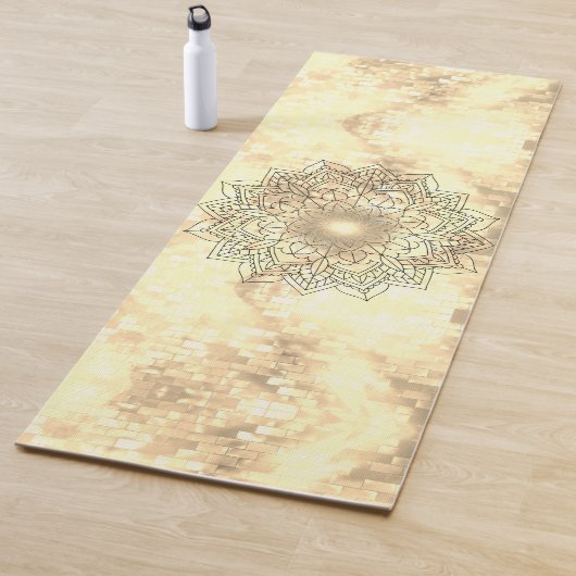 Lotus Mandala over Gold Shimmery Brick Yogamat (In situ)