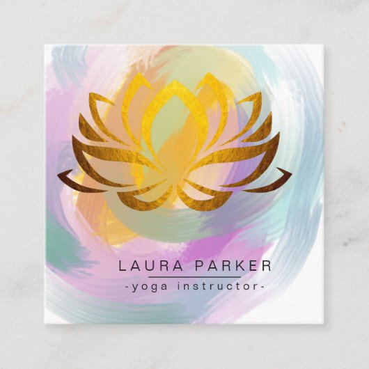 Lotus Mandala Paint Yoga Instructeur Holistisch Vierkante Visitekaartje (Voorkant)