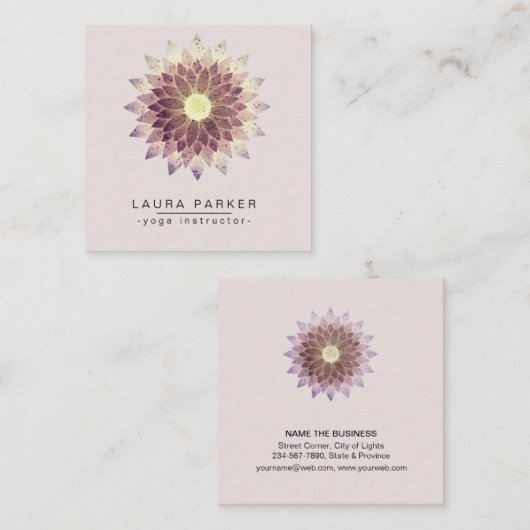 Lotus Mandala Paint Yoga Instructor Holistic Vierkante Visitekaartje (Voorkant / Achterkant)