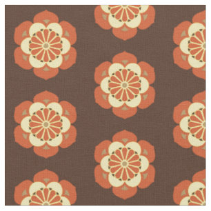 Lotus Mandala Print, bruin, roest en geel Stof