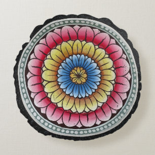Lotus Mandala Rond Kussen