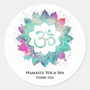 *~* Lotus Mandala Spiritueel Aum OM Symboolbloem Ronde Sticker
