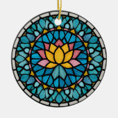 Lotus Mandala Stained Glass Keramisch Ornament (Voorkant)