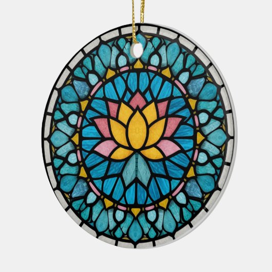 Lotus Mandala Stained Glass Keramisch Ornament (Links)
