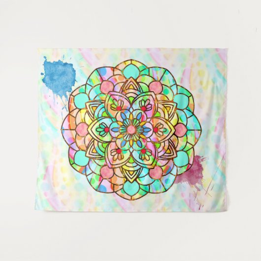 Lotus Mandala Tapestry Wandkleed (Voorkant (horizontaal))