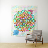 Lotus Mandala Tapestry Wandkleed (In situ)