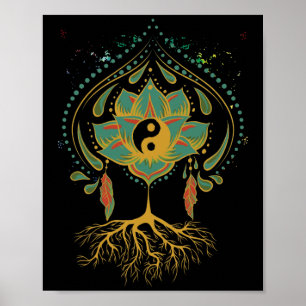 Lotus Mandala Yin Yang Sacred Geometry Spiritueel Poster