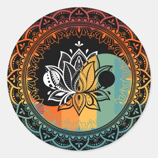 Lotus Mandala Yin Yang Sacred Geometry Spiritueel Ronde Sticker (Voorkant)