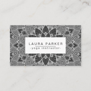 Lotus Mandala Yoga Instructor Black White Fitness Visitekaartje