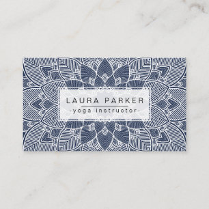 Lotus Mandala Yoga Instructor Blue White Fitness Visitekaartje