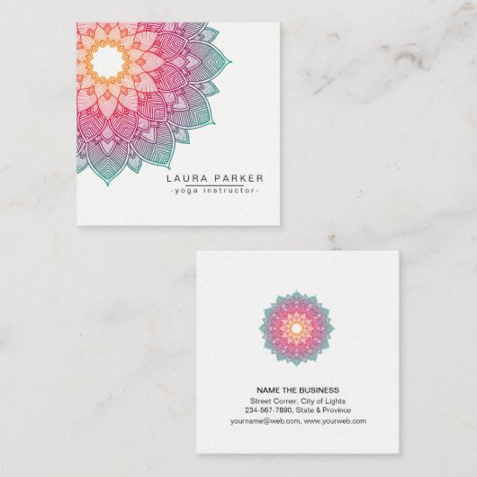 Lotus Mandala Yoga Instructor Meditation Holistic Vierkante Visitekaartje