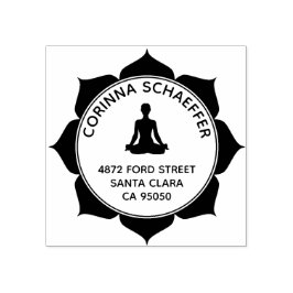 Lotus Meditatie Ronde retouradres Rubberstempel