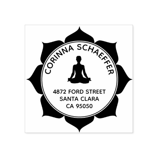 Lotus Meditatie Ronde retouradres Rubberstempel (Afrduk)