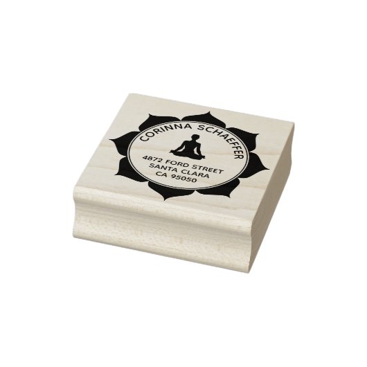 Lotus Meditatie Ronde retouradres Rubberstempel (Stempel)