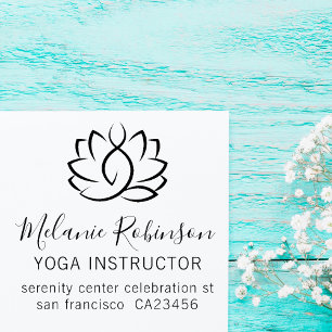 Lotus Meditatie & Yoga Docent Aangepast adres Rubberstempel