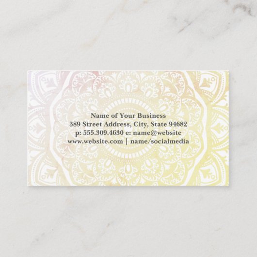 Lotus Meditatiehouding | Mandala Sierlijk Ontwerp Visitekaartje (Achterkant)