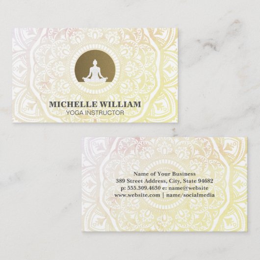 Lotus Meditatiehouding | Mandala Sierlijk Ontwerp Visitekaartje (Voorkant / Achterkant)
