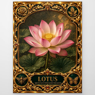 Lotus, met juwelen versierde erfstuk kunst briefkaart