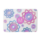 Lotus Monogram Abstract Roze Pastel Groen Patroon Badmat (Voorkant)