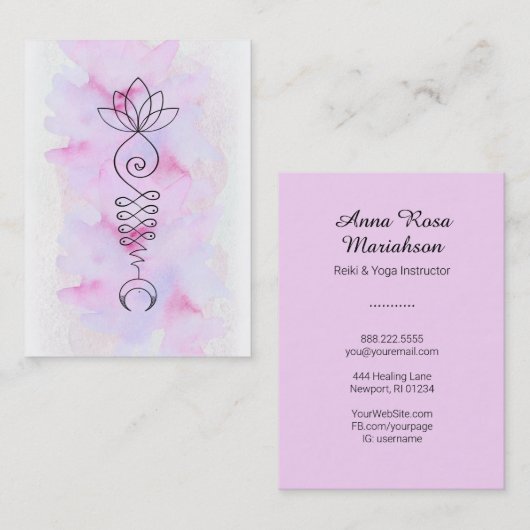 *~* Lotus Moon Energy Healer Yoga Nirvana Reiki Visitekaartje (Voorkant / Achterkant)