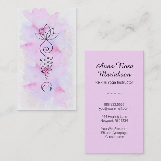 *~* Lotus Moon Energy Healer Yoga Reiki Visitekaartje (Voorkant / Achterkant)