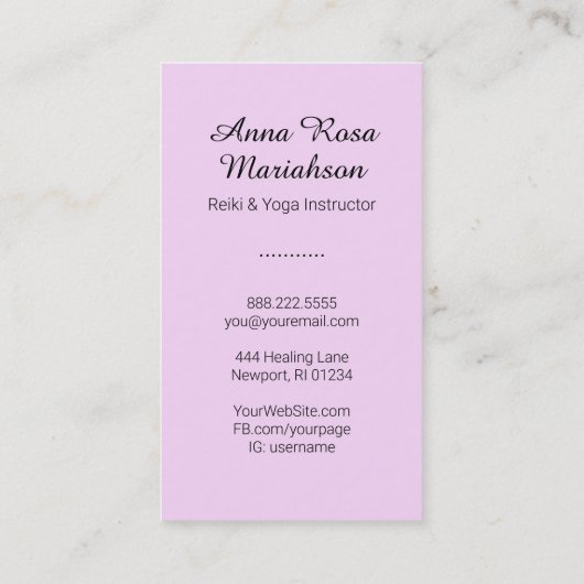 *~* Lotus Moon Energy Healer Yoga Reiki Visitekaartje (Achterkant)