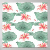 Lotus naadloze patroon botanische achtergrond poster (Voorkant)