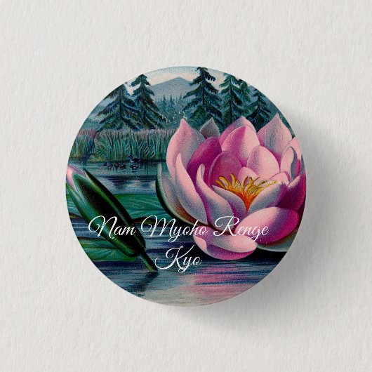 Lotus Nam Myoho Renge Kyo Buddhist Pin Button (Voorkant)