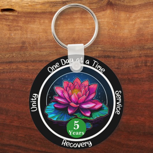 Lotus Nuchterheids Chip | Aangepaste 12-Stappen Me Sleutelhanger (Voorkant)