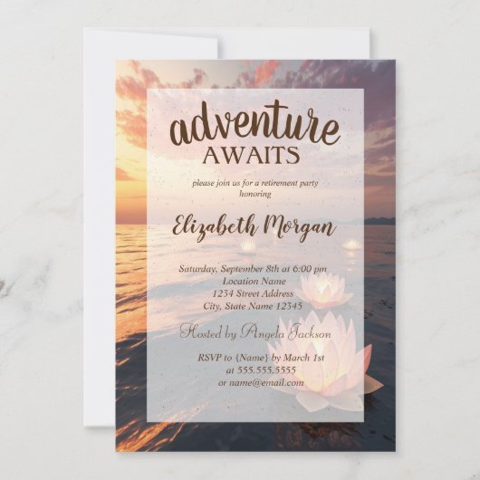 Lotus Ocean Sunset Retirement Party Kaart (Voorkant)