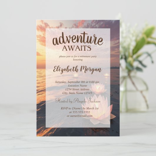 Lotus Ocean Sunset Retirement Party Kaart (Staand voorkant)