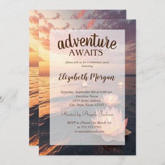 Lotus Ocean Sunset Retirement Party Kaart (Voorkant / Achterkant)