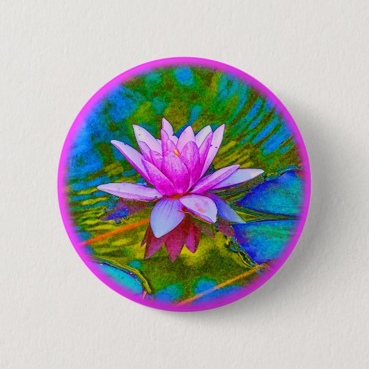 Lotus of Waterlily Elegant Flower Yoga Ronde Button 5,7 Cm (Voorkant)