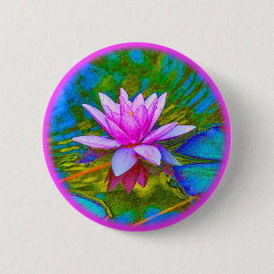 Lotus of Waterlily Elegant Flower Yoga Ronde Button 5,7 Cm