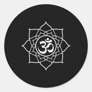 Lotus Ohm Om Symbool Yoga Beginners Meditatie Desi Ronde Sticker