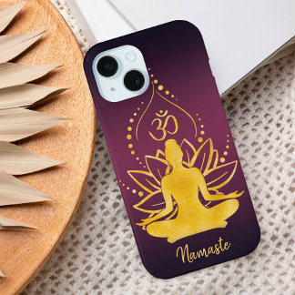 Lotus & OM – gepersonaliseerde naam minimalist iPhone 15 Case