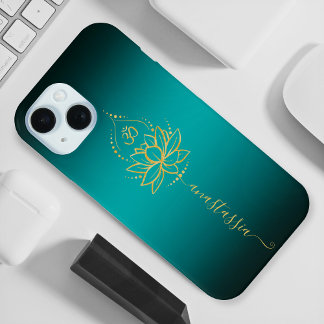 Lotus & OM – gepersonaliseerde naam minimalist iPhone 15 Case