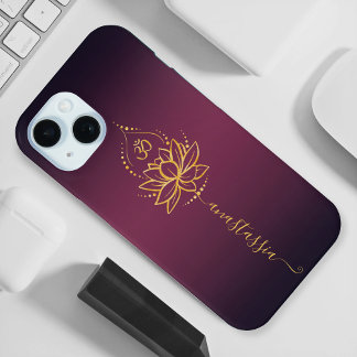 Lotus & OM – gepersonaliseerde naam minimalist iPhone 15 Case