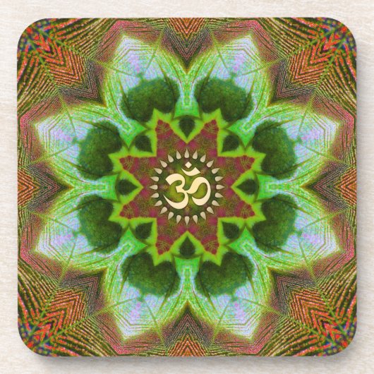 Lotus Om Mandala Geometric Art: Set 6 Drankjes Onderzetter (Voorkant)
