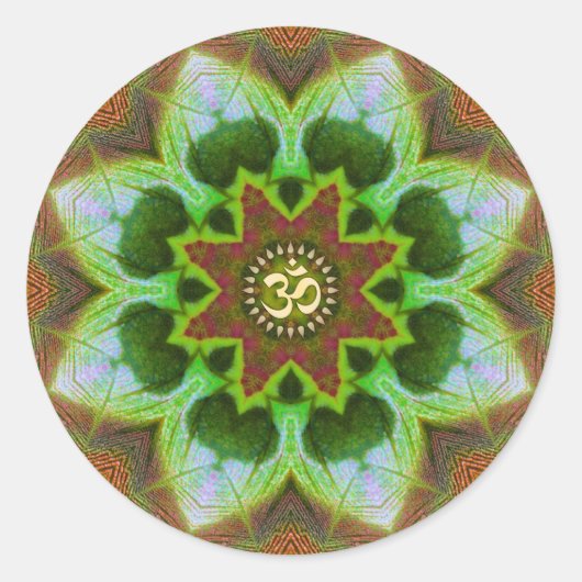 Lotus Om Mandala Geometrische Kunst Bord Ronde Sticker (Voorkant)