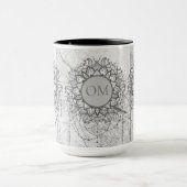  Lotus OM Mandala op Zilver Marmer Mok (Midden)