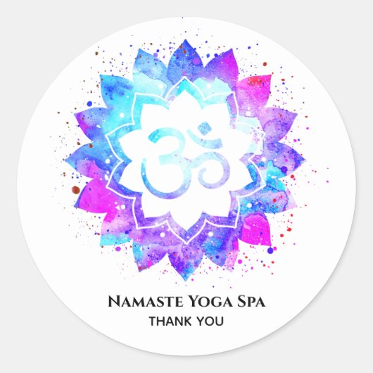 *~* Lotus OM Mandala Spiritueel Aum Symbool Bloem Ronde Sticker (Voorkant)