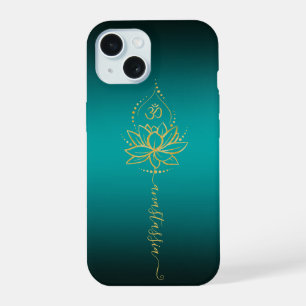 Lotus & Om – Persoonlijke Naam Minimalistisch iPhone 15 Case