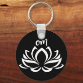 Lotus Om White Sleutelhanger (Voorkant)