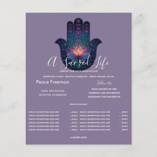 Lotus Ontwaken | Hamsa Hand Ontwerp Flyer (Voorkant)
