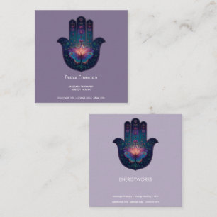 Lotus Ontwaken Hamsa Hand Ontwerp Vierkante Visitekaartje