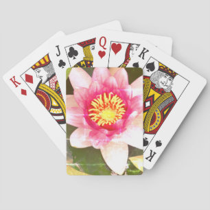 Lotus op Roze Vintage Kunst  Pokerkaarten